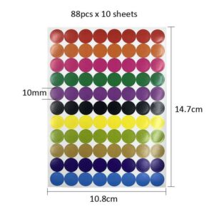 Round Sticker Mixed Colour - 10MM x 880 stickers
