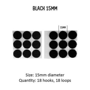 Velcro Dots - Black, 15mm x 18 pairs