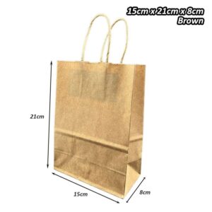 Kraft Paper Bag (10pcs/pkt) - Brown, 15cm x 8cm x 21cm