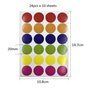 Round Sticker Mixed Colour - 20MM x 240 stickers
