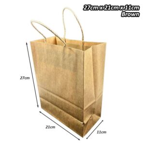 Kraft Paper Bag (10pcs/pkt) - Brown, 21cm x 11cm x 27cm
