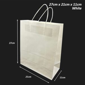 Kraft Paper Bag (10pcs/pkt) - White, 21cm x 11cm x 27cm