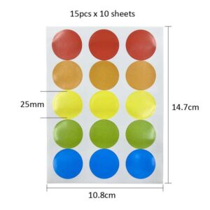 Round Sticker Mixed Colour - 25MM x 150 stickers