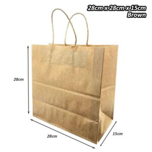 Kraft Paper Bag (10pcs/pkt) - Brown, 28cm x 15cm x 28cm