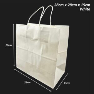 Kraft Paper Bag (10pcs/pkt) - White, 28cm x 15cm x 28cm