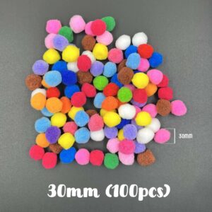 Pom Pom Assorted - Mixed 30mm x 100pcs
