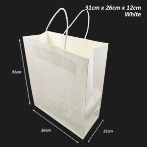 Kraft Paper Bag (10pcs/pkt) - White, 26cm x 12cm x 31cm