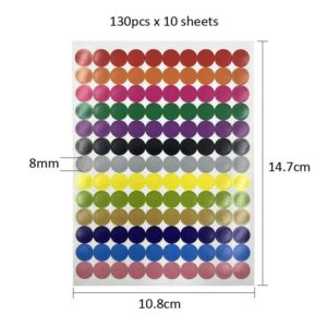 Round Sticker Mixed Colour - 8MM x 1300 stickers