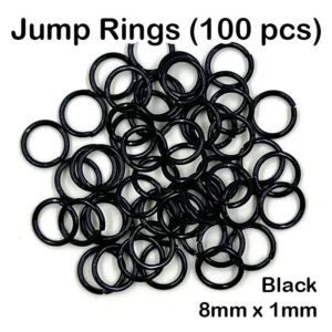 Jump Ring (100pcs) - Black, 1mm x 8mm