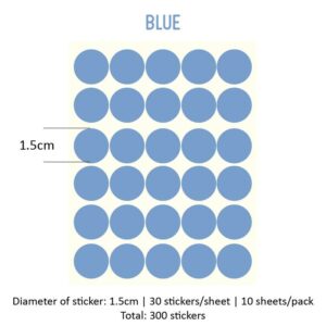 Round Sticker Single Colour - Blue, 15MM x 300PCS