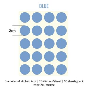 Round Sticker Single Colour - Blue, 20MM x 200PCS