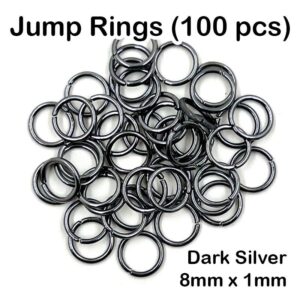 Jump Ring (100pcs) - Dark Silver, 1mm x 8mm