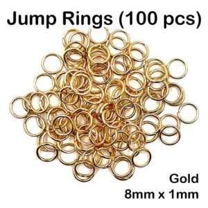Jump Ring (100pcs) - Gold, 1mm x 8mm