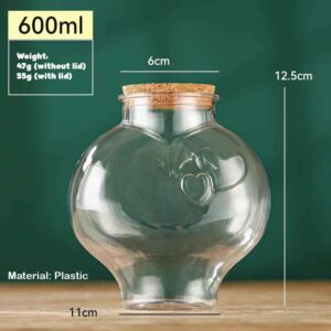 Plastic Bottle - Heart 600ml