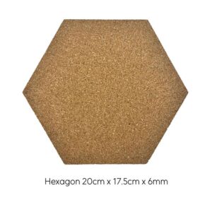 Cork Coaster - Hexagon Adhesive, 20cm x 17.5cm x 6mm