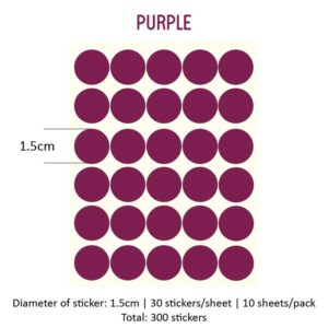 Round Sticker Single Colour - Purple, 15MM x 300PCS