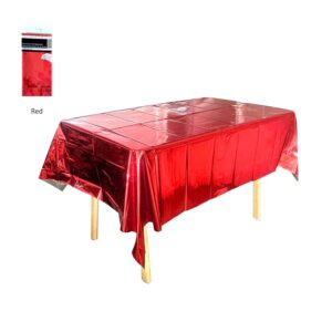 Foil Chrome Table Cloth (137cm x 183cm) - Red