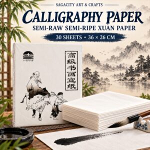 Calligraphy Paper 30 sheets, 36 x 26 cm, semi-raw semi-ripe Xuan paper