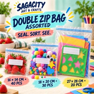 Double Zip Bag Assorted in three food-safe storage sizes