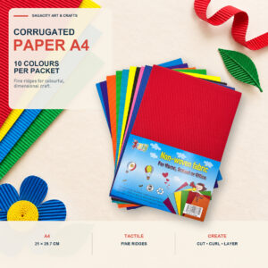 Corrugated Paper A4 – 10-colour craft paper packet with fine ridges