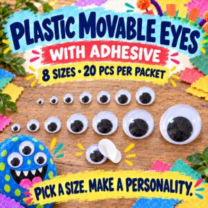 Plastic Movable Eyes (With Adhesive)