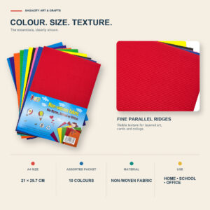 Corrugated Paper A4 size, colour assortment and fine-ridged texture