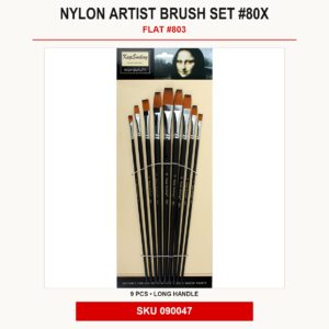 Nylon Artist Brush Set #80x (9pcs/pkt) - Flat #803