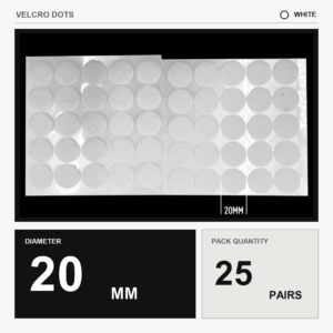 Velcro Dots (Hook & Loop) - White, 20mm x 25 pairs