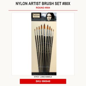 Nylon Artist Brush Set #80x (9pcs/pkt) - Round #804