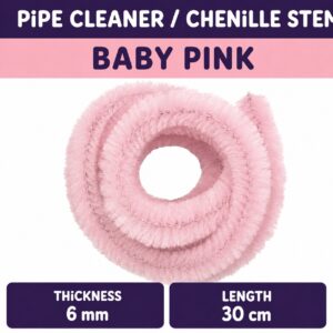 Pipecleaner/Chenille Stem 6mm (40pcs/Pack） - Baby Pink