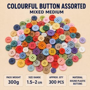 Colourful Button Assorted 300g - Mixed Medium