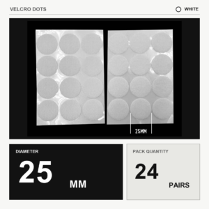 Velcro Dots (Hook & Loop) - White, 25mm x 24 pairs