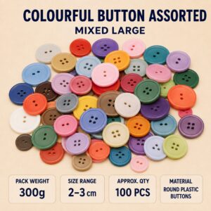Colourful Button Assorted 300g - Mixed Large