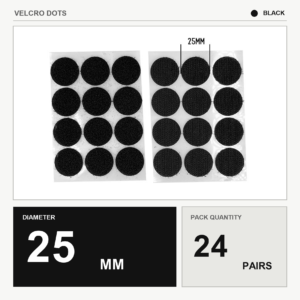 Velcro Dots (Hook & Loop) - Black, 25mm x 24 pairs