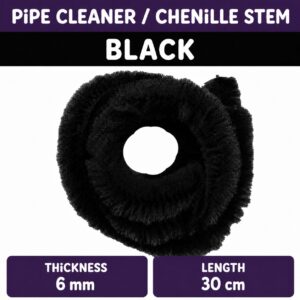 Pipecleaner/Chenille Stem 6mm (40pcs/Pack） - Black