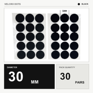 Velcro Dots (Hook & Loop) - Black, 30mm x 30 pairs