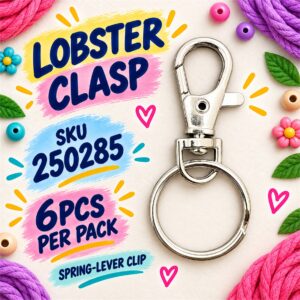 Keychain Clips with Metal Ring (6pcs) - Lobster Clasp