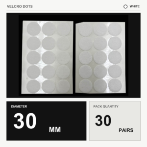 Velcro Dots (Hook & Loop) - White, 30mm x 30 pairs