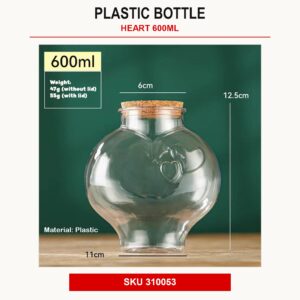 Plastic Bottle - Heart 600ml