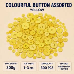 Colourful Button Assorted 300g - Yellow