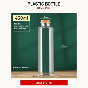 Plastic Bottle - Hex 450ml