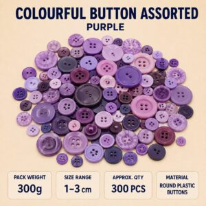 Colourful Button Assorted 300g - Purple