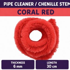 Pipecleaner/Chenille Stem 6mm (40pcs/Pack） - Coral Red