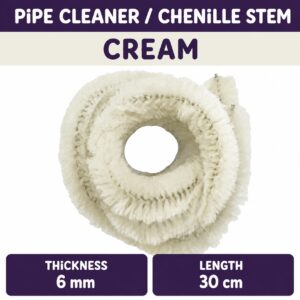 Pipecleaner/Chenille Stem 6mm (40pcs/Pack） - Cream