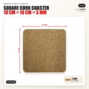 Cork Coaster - Square, 10cm x 10cm x 3mm