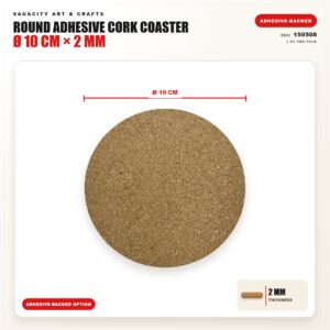Cork Coaster - Round Adhesive, 10cm x 2mm