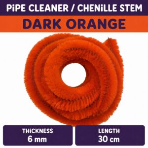 Pipecleaner/Chenille Stem 6mm (40pcs/Pack） - Dark Orange