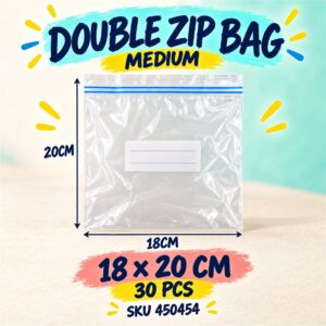 Double Zip Bag Assorted - 18cm x 20cm (20pcs)