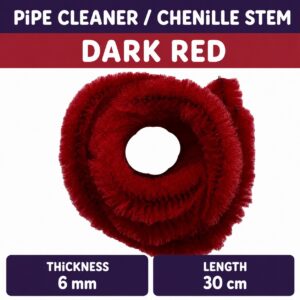Pipecleaner/Chenille Stem 6mm (40pcs/Pack） - Dark Red