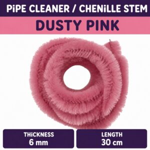 Pipecleaner/Chenille Stem 6mm (40pcs/Pack） - Dusty Pink